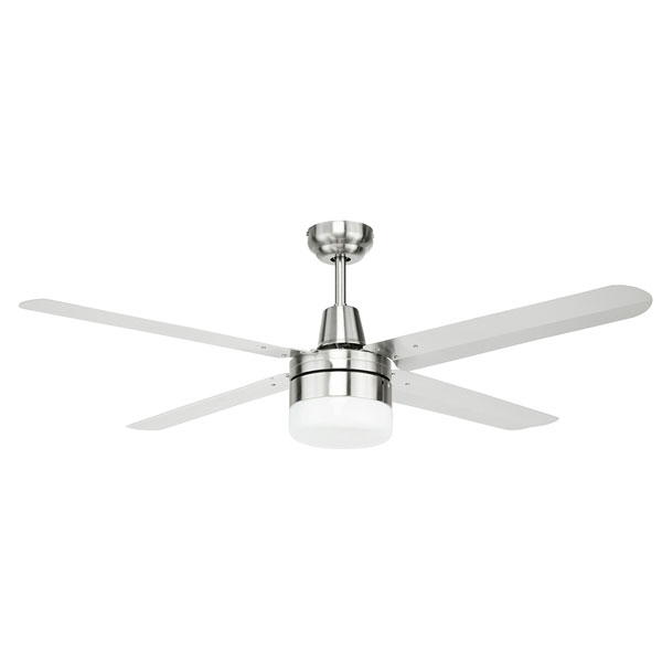 Brilliant Atrium Ceiling Fan With Light Stainless Steel 52