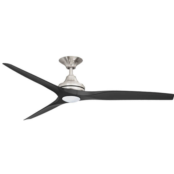 Spitfire V2 Ceiling Fan Led Brushed Nickel Motor Black Plastic Blades