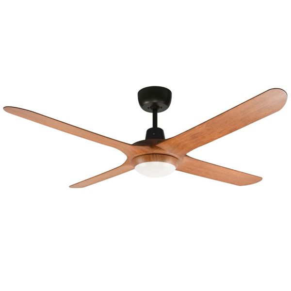 Spyda Ceiling Fan 4 Blade With Dimmable Cct Light Black Teak 56