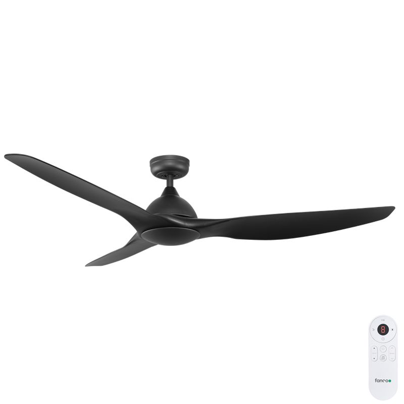 Fanco Horizon Smart High Airflow Dc Ceiling Fan Black 64 Fanco Horizon Smart High Airflow Dc, Black Three Blade Ceiling Fan